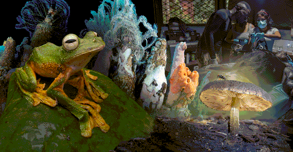 Смиренный крокодил, змея на спине и лесные нимфы